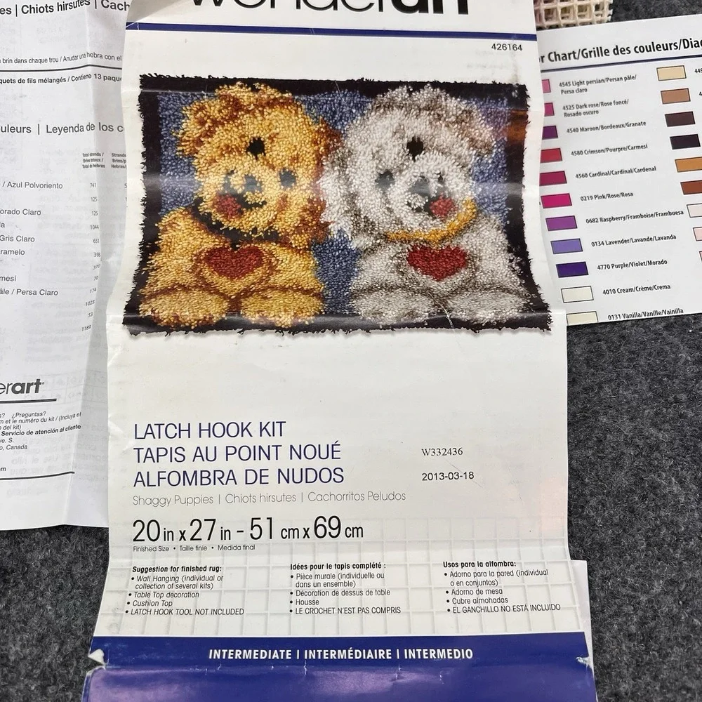 Caron WonderArt Shaggy Puppies Dogs Latch Hook Kit 426164 Made In USA 20